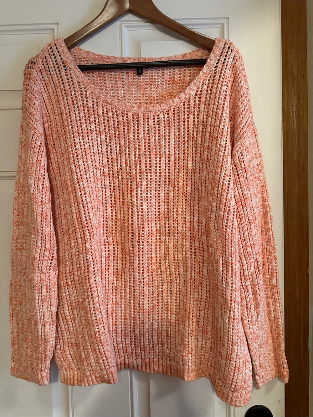 Talbots Peach Open-Knit Scoop Neck Sweater